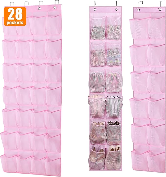 MISSLO Hanging Shoe Organizer Over The Door Mesh Shoe Holder for Girl