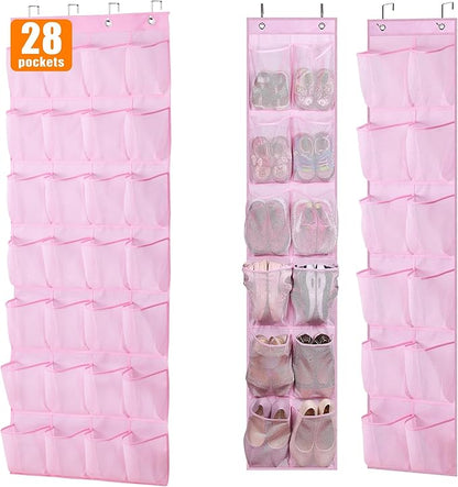 MISSLO Hanging Shoe Organizer Over The Door Mesh Shoe Holder for Girl