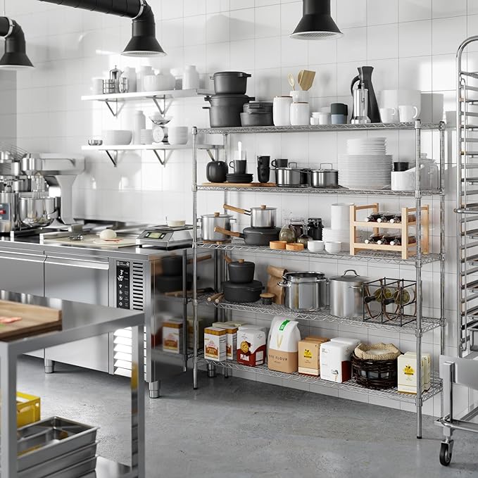 14" Deep x 60" Wide x 64" Height Wire Shelving Kit | 5-Tier | NSF Commercial Storage Rack Unit
