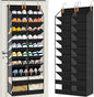 20-30 Pairs Over the Door Shoe Organizer,Side Clear Hanging Shoe Organizer,10-Tier Shoe Storage with 2 Flat Storage Layers,Door Shoe Organizer Fit All the Family’s Sneakers, Boots, Heels,Black