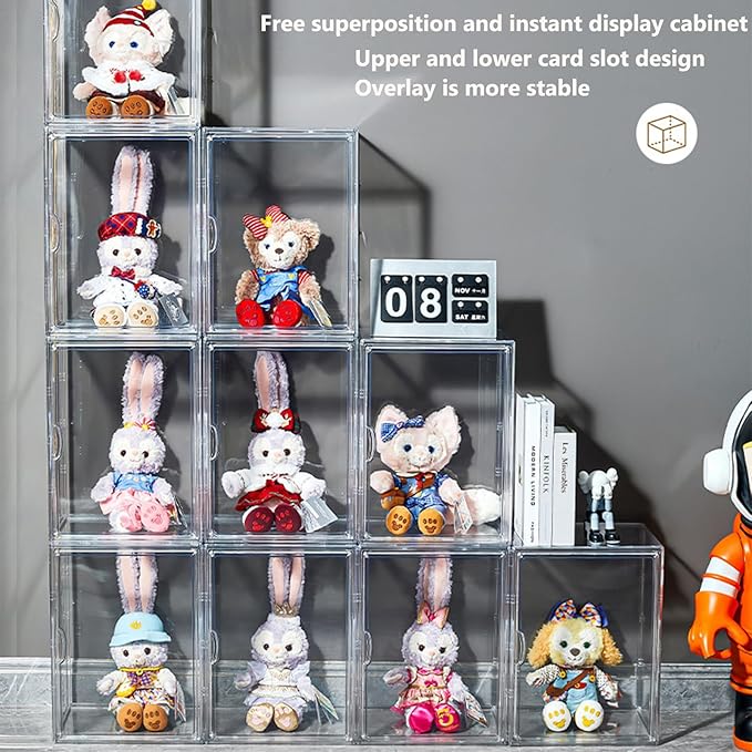 Clear Plastic Stackable Storage Bins, Clear Shoe Box, Dustproof Book & Cosmetic Display Cases, Large Figures Collectibles Showcase, Shoe Storage Boxes, Bag Organizer (1, TransparentXL-1 Pack)