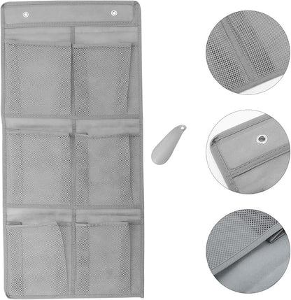 Wall-mounted Shoe Organizer Rack with 6 Mesh Pockets and Hooks, Vertical Hanging Door Shoe Storage Bag with Shoehorn, Space-saving Closet and Bathroom Sneaker Storage, 2pcs