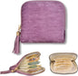 Vintage women's coin wallet jewelry storage bag, metal zipper multi-layer travel storage box, earrings, rings, necklaces, elegant storage bag, neutral Christmas and birthday gifts (violet)