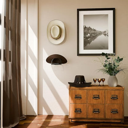 4 Pack Cowboy Hat Hooks, Wall Mount Hat Rack Holder for Western Decor Display.