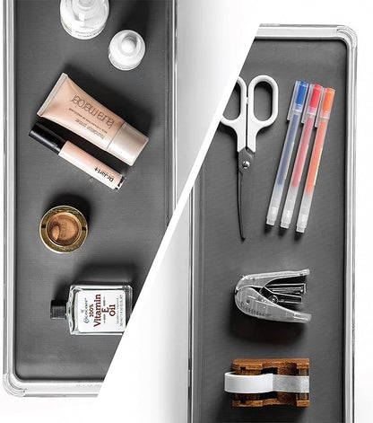 BINO Utensil Tray Storage Bin | Non-Slip Lining and Rubber Feet, Grey
