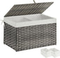 Greenstell Storage Basket with Lid, 105L Large Wicker Basket with Lid, Handwoven Blanket Storage Basket with Handles, Removable Cotton Liner, Metal Frame, Foldable for Bedroom, Laundry Room, Grey