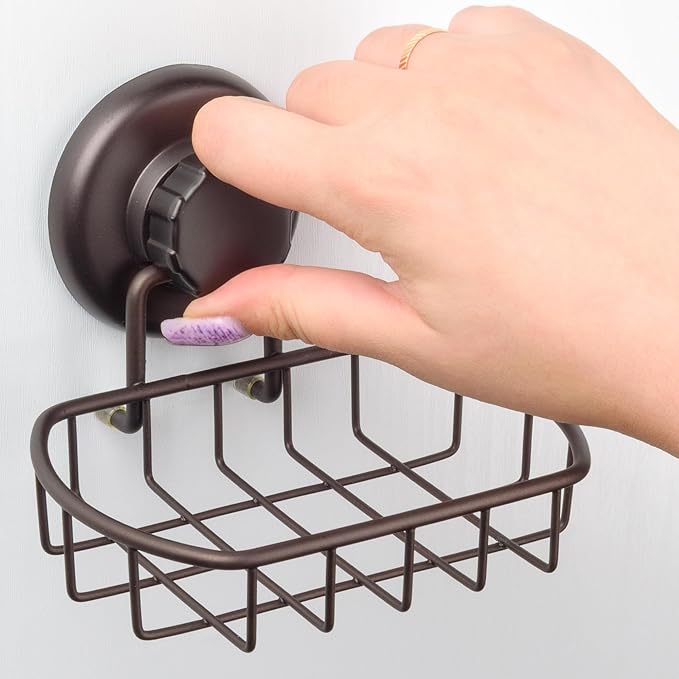 HASKO Suction Cup Soap Dish for Shower Wall, Rustproof Stainless Steel Shower Soap Holder Suction, Bathtub Bathroom Bar Soap Holder, Bronze