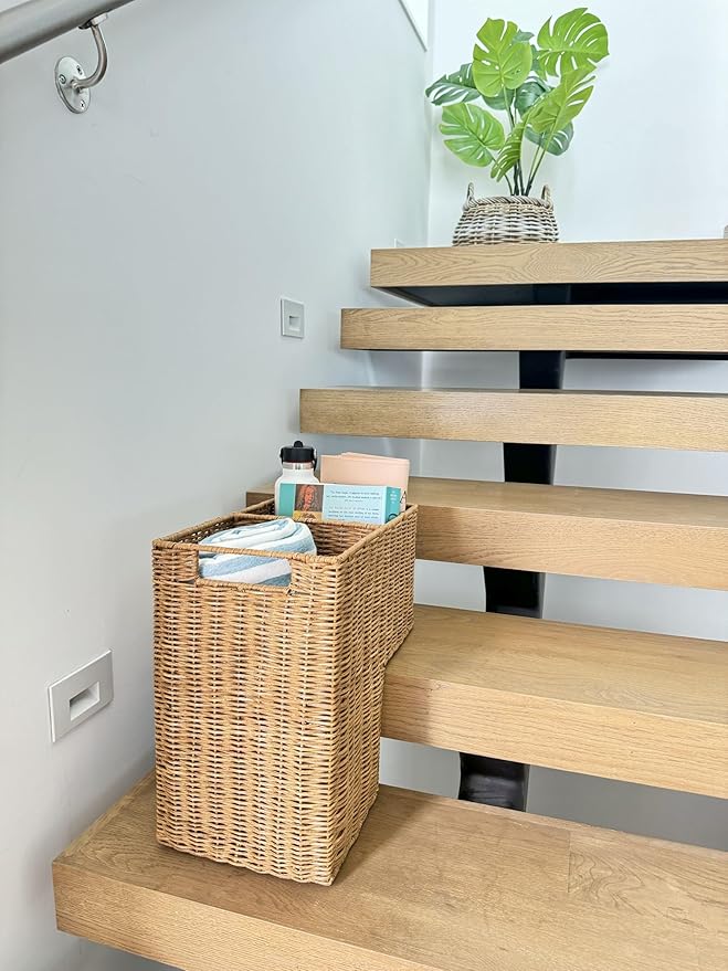 KOUBOO Wicker Step Basket, Natural, Rectangular, 15 x 9.5 x 15.75 in