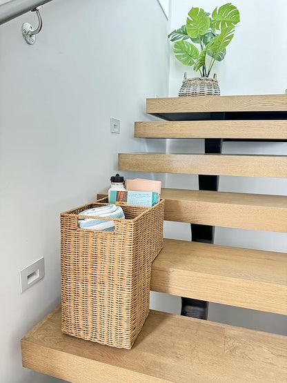 KOUBOO Wicker Step Basket, Natural, Rectangular, 15 x 9.5 x 15.75 in