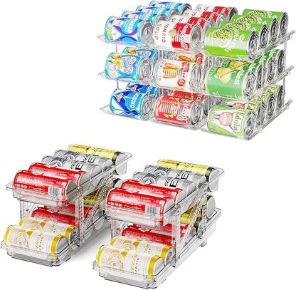 Jsyrjing Can Organizer for Pantry and 2 Pack Adjustable Width Soda Can Dispense for Refrigerator