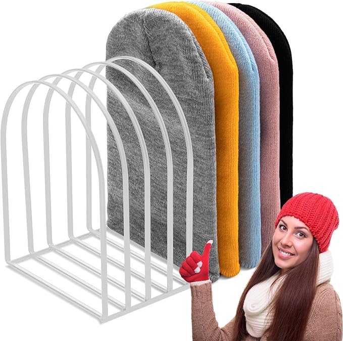 Hicarer Beanie Holder Organizer Metal Beanie Hat Display Stand Knitted Hat Storage Rack for Swimming Cap Display Vendors Home Entryway Tabletop Bedroom Closet Dresser Room Office