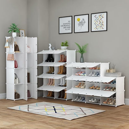 HOMIDEC Shoe Rack, 8 Tier Shoe Storage Cabinet 32 Pair Plastic Shoe Shelves Organizer for Closet Hallway Bedroom Entryway | 32 Pair
