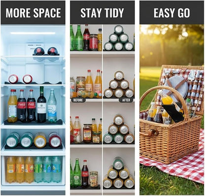 2 Pcs Silicone Bottle Stacking Mat, Stackable Wine Bottle Holder for Fridge, Beer and Soda Can Organizer, Non-Slip Silicone Beer Can Rack for Counter Pantry Cabinet