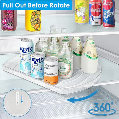 Lazy Susan Turntable for Refrigerator, Square Turntable Organizer for Fridge Cabinet, Pantry, Countertop | 16.5" x 11.1" (Rectangle 2 Pack - Clear)