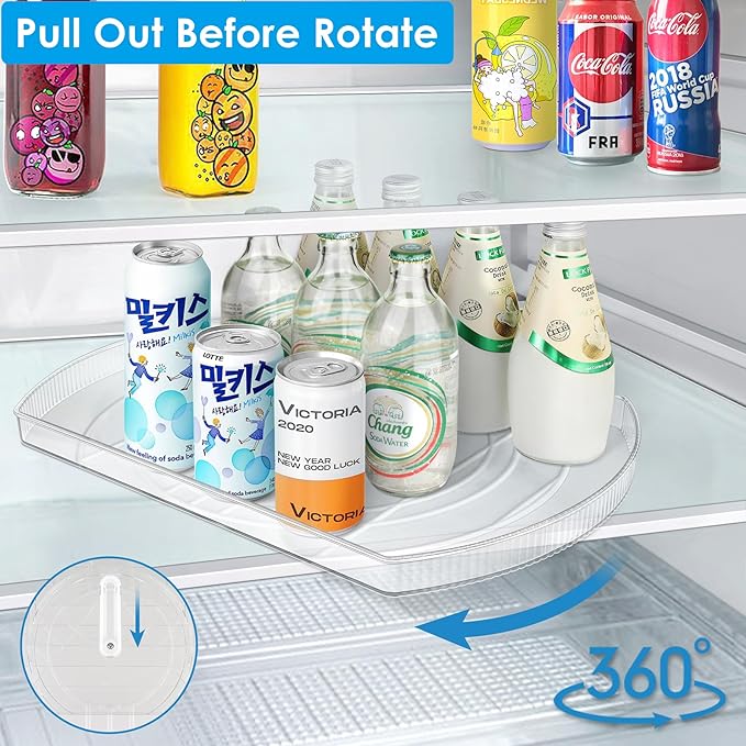 Lazy Susan Turntable for Refrigerator, Square Turntable Organizer for Fridge Cabinet, Pantry, Countertop | 16.5" x 11.1" (Rectangle 1 Pack - Clear)