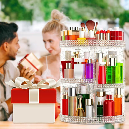 Awenia Makeup Organizer 360-Degree Rotating, Adjustable Makeup Storage, 7 Layers Large Capacity Cosmetic Storage Unit, Fits Different Types of Cosmetics and Accessories, Plus Size with Makeup Bag