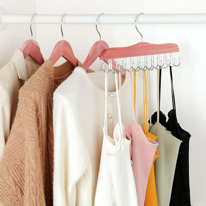 TOPIA HANGER Belt Hanger for Closet, Cedar Wooden Hangers with 20 Rotatable Hooks, Closet Organizers and Storage for Bra, Tank Top, Tie, Purse, Hat, Necklace- CT48U