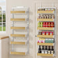 POKIPO 6 Tier Over The Door Pantry Organizer, 2-in-1 Door Hanging or Wall Mounted Spice Rack, Large Heavy Duty Pantry Door Storage Seasoning Shelves with Adjustable Basket for Kitchen Bathroom Closet