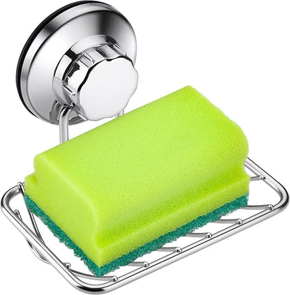 iPEGTOP Super Powerful Vacuum Suction Cup Soap Dish, Updated Strong Rustproof Stainless Steel Shower Caddy Soap Saver Sponge Holder for Bathroom & Kitchen Sink