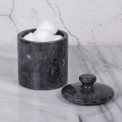 Creative Home 32446 Black Marble SPA Collection Cotton Ball Holder (Pack of 2)