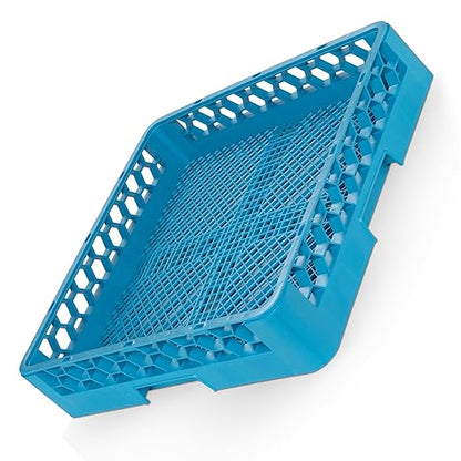 Carlisle FoodService Products OptiClean Combination Flatware Rack for Commercial Dishwashers – Open Bottom Grid Design, Holds Flatware, Ramekins, and Smallwares, 19.75" x 19.75", Blue