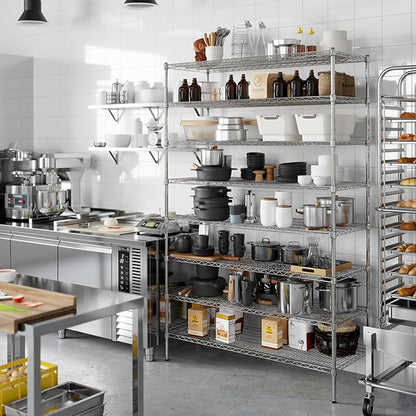 21" Deep x 54" Wide x 86" Height Wire Shelving Kit | 8-Tier | NSF Commercial Storage Rack Unit