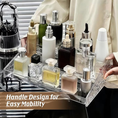2 Pack Perfume Organizer- 3 Tier Cologne Stand Clear Plastic Cologne Organizer for Men/Women Fragrance, Lotion, Skincare Display Holder Shelf(Clear)