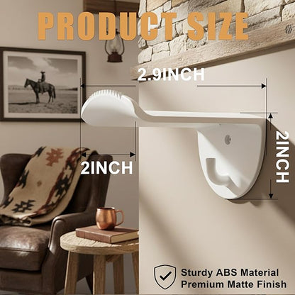 Adhesive Hat Hooks for Wall, 8 Pack, 2.9" Cowboy Hat Rack Prevents Deformation, Hat Hangers with Key Hook for Baseball Caps & Fedora, Drill or Stick, Western Decor Organizer, White