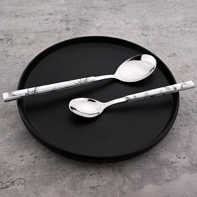 24piece Silverware Set with Hanging Holder, Stainless Steel Tableware Set With Cutlery Storage Rack, Decent Gift Box For Housewarming, Party, Dining - White Silver, set of 6