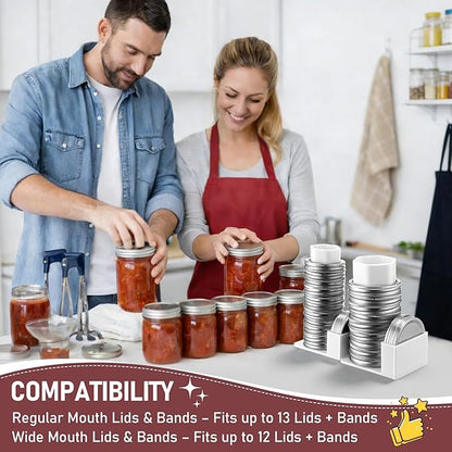 Feekoon Mason Jar Lid Organizer & Holder 2 Pack, Lid Storage Organizer for Regular & Wide Mouth, Removable Sleeve Design Holds 20 Lids & 20 Rings, Mason Jar Accessories for Kitchen Cabinet Storage