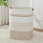 AINUOQI Laundry Basket with Handles - Blanket Basket & Hampers for Bedroom Aesthetic, Laundry Hamper & Blanket Storage for Living Room, Clothes Hamper, Tall, Large 17" x 14" x 22”, Light Brown & White