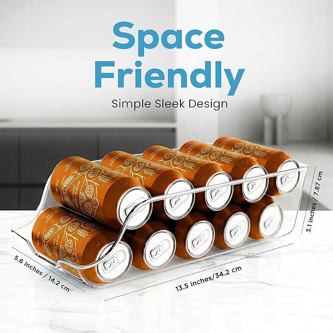 Utopia Kitchen Soda Can Organizer and Dispenser for Refrigerator/Pantry - Durable Can Storage Organizer Fridge & Kitchen Organization - (Clear, Set of 2)