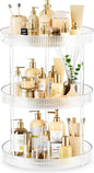 3-Tier Lazy Susan Bathroom Countertop Organizer, 360° Clear Rotating Storage Tray, Cosmetics and Perfume Organizer, Spinning Storage Tray Vanity Organizer Shelf for Bathroom Cabinet, Kitchen(Medium)