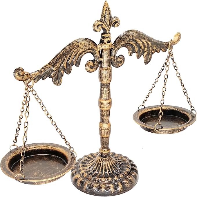 Owlgift Vintage Style Metal Libra Jewelry Display, Scale Tray Cosmetic Organizer, Jewelry Storage, Unique Centerpiece Stand – Bronze