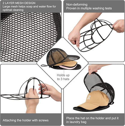 MAGTSMEI Hat Washer Cage for Washing Machine, Hat Washer Cage，Baseball Cap Washing Cage,Cleaning and Protecting Hats in Dishwasher