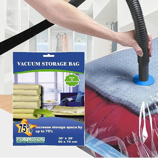 12 Combo Pack : 10 Large/Medium Space Saver Vacuum Seal Storage Bags + 2 Carry On TSA Toiletry Pouch bags - Wholesale Combo Deal