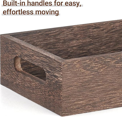 Mkono Bathroom Basket Wood Toilet Paper Storage Basket with Handle for Organizing, Farmhouse Tank Topper Tray, Rustic Home Decor for Shelf, Countertop, Bedroom, Livingroom, Kitchen, Brown