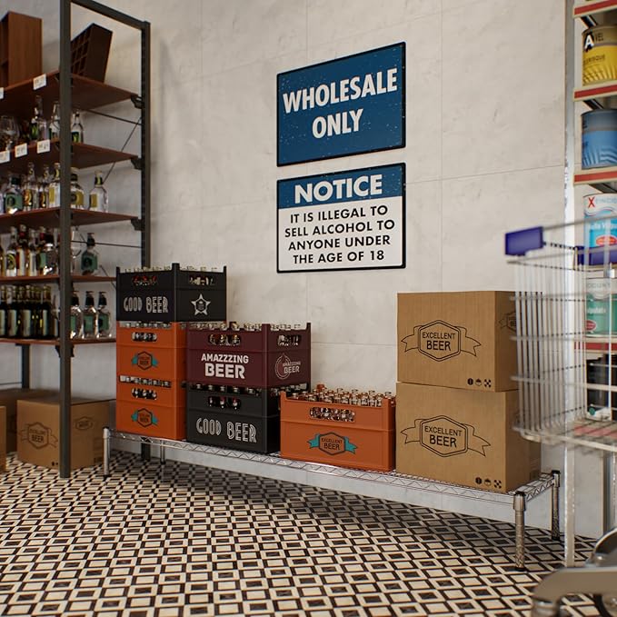 14" Deep x 72" Wide x 8" Height 1-Tier Wire Shelving Kit | NSF Commercial Storage Rack Unit