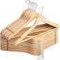 StorageWorks Wooden Hangers 20 Pack, Wood Coat Hangers for Closet, Heavy Duty Clothes Hangers for Suits, Shirts, Pants, Jackets, Natural Wood Color
