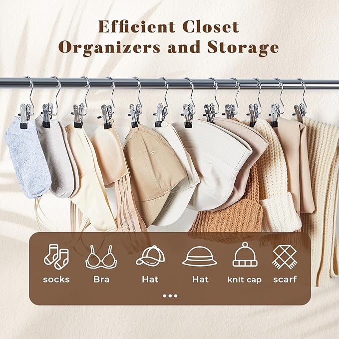 HOUSE DAY Tank Top Hanger 2 Pack and Yoga Pant Hangers with 20 Clips, Legging Organizer Space Saving Hangers Holding 20 Yoga Pants+16 Bras for Hat Camisoles Shorts, Black