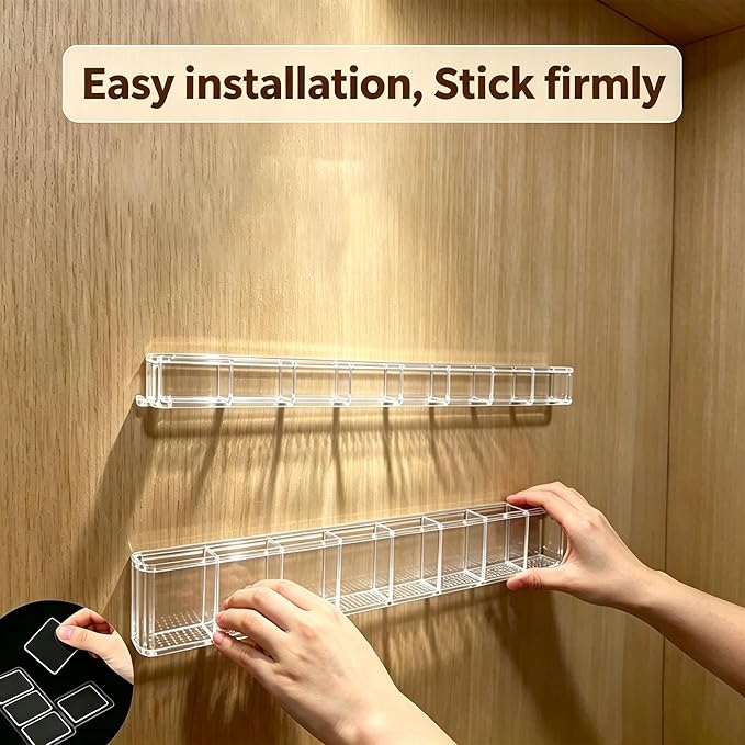 9.8 inch double-layer removable and washable Large Acrylic Cabinet Straw Holder Organizer with Traceless Nano Adhesive – Space-Saving Storage Rack for Cabinet Door, Clear Straw Cabinet Holder
