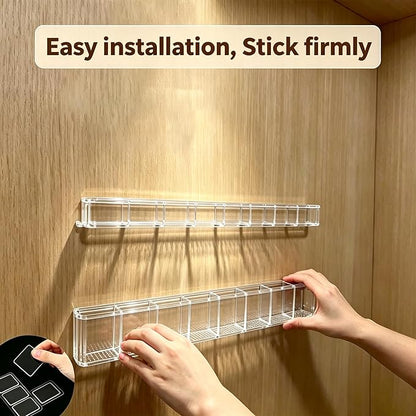9.8 inch double-layer removable and washable Large Acrylic Cabinet Straw Holder Organizer with Traceless Nano Adhesive – Space-Saving Storage Rack for Cabinet Door, Clear Straw Cabinet Holder