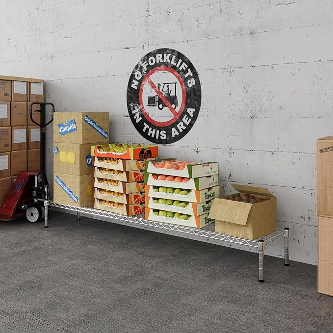 14" Deep x 72" Wide x 8" Height 1-Tier Wire Shelving Kit | NSF Commercial Storage Rack Unit