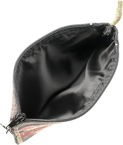 Intercession Hand-Woven, Lined Madonna and Child Rosary Pouch, Made in Turkey with Premium Metallic Thread (Red - Small)