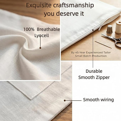 100% Lyocell Cashmere Sweater Storage Bag Set with Protective Blocks, Luxury Breathable Organizer for Closet Garment, Wool, Scarf & Travel Dust Pouch (2 Pcs Bags, 2 Pcs Blocks, Gift Box)