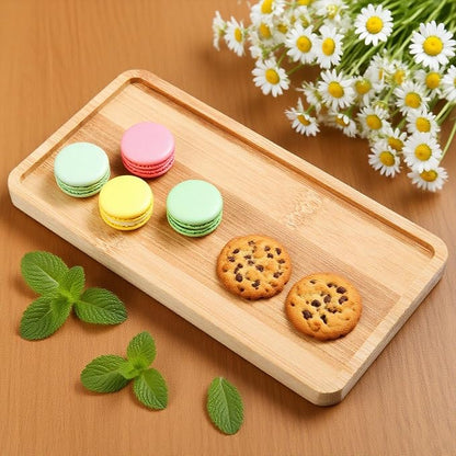 Rectangular Bamboo Tray – 6.9” × 3.5” Outer Size, 6.5” × 3.1” Inner Size, Natural Decorative Organizer for Bathroom, Vanity, Toilet Tank Top, Desk, Entryway or Kitchen Use.