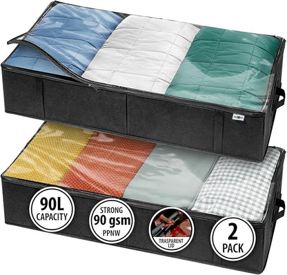 StorageExpert Closet Organizers and Storage - Maximize Space with Under Bed Storage Containers & Clothes Storage - Ideal Closet Organizer, Toy Storage Organizer & Underbed Storage (Black, 2 Pack)