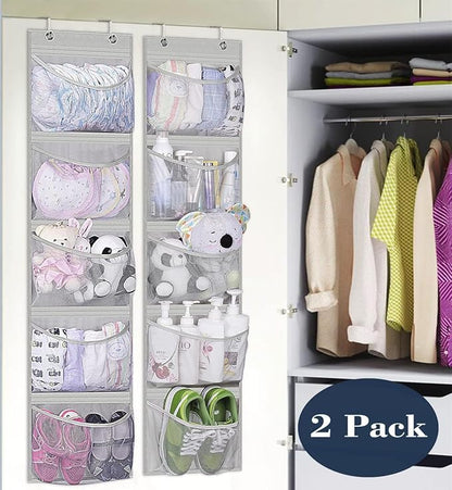 KEETDY Over the Door Organizer Storage for Closet with 5 Pockets Organizer for Bedroom Bathroom, 2 Pack