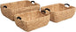 happimess BSK2020A-3SET Astor Bohemian Farmhouse Handwoven Water Hyacinth Nesting Storage Baskets with Wood Handles, Seagrass Containers for Decoration in Living Room, Bedroom, Natural (Set of 3)