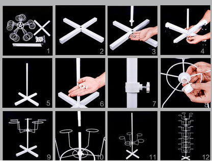 7 Tier 35 Hats Swivel Display Stand - Freestanding Headgear Wig Metal Adjustable Floor Standing Hat Rack - Removable 21X21X65" White